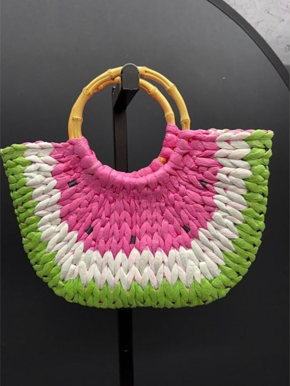 Watermelon Straw Beach Bag Purse - Picture 3 of 4